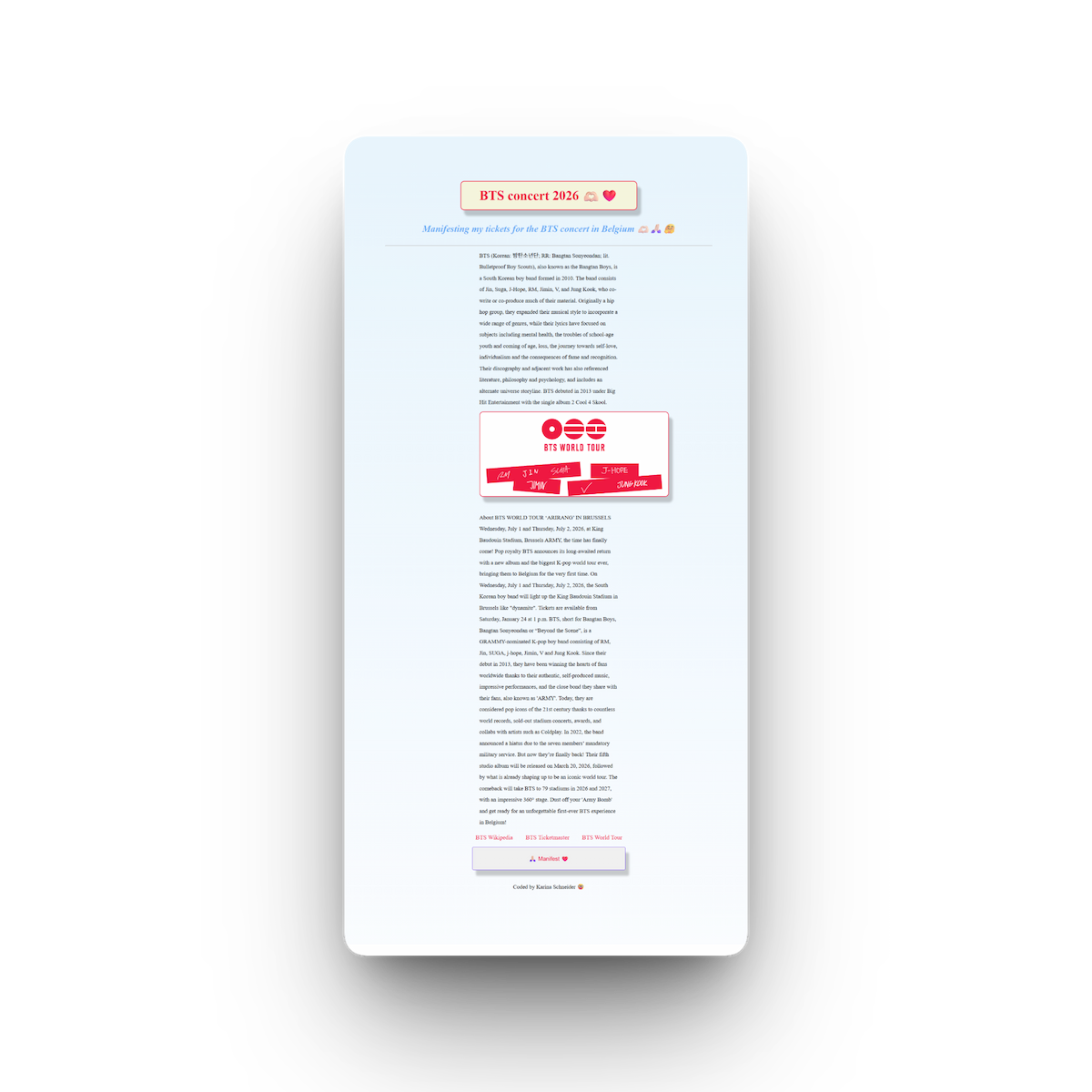 BTS concert 2026 manifestation page banner